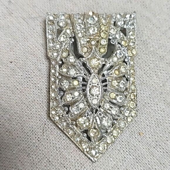 Antique New England Signed Rhinestone Dress Fur Clip 1900's Vintage - Picture 1 of 9